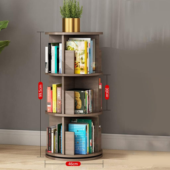 360° Rotating Solid Wood Bookshelf