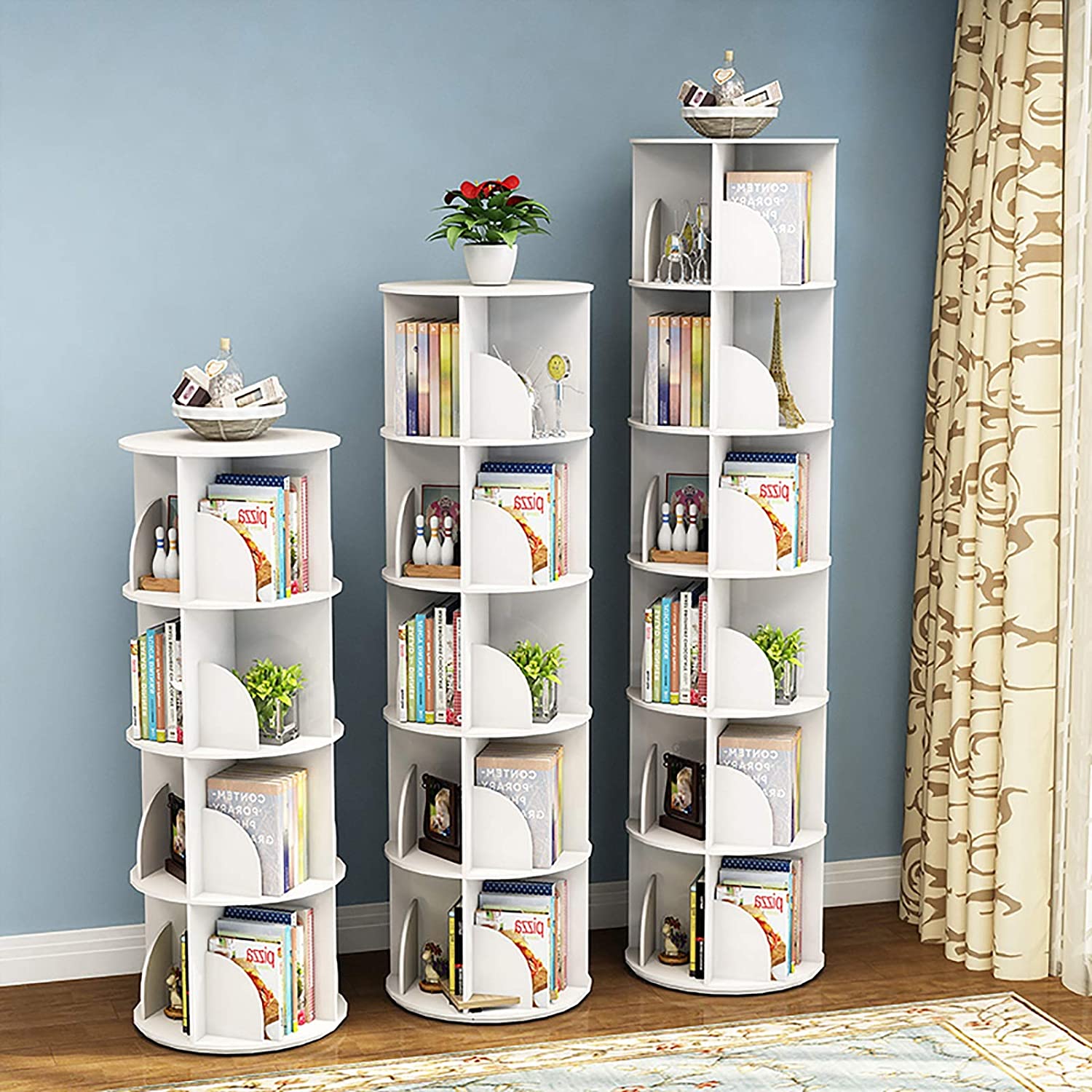 360 Degree Revolving Bookshelf Children's Picture Book Rack Simple Home  Floor Type Creative Storage Bookcase Organizer