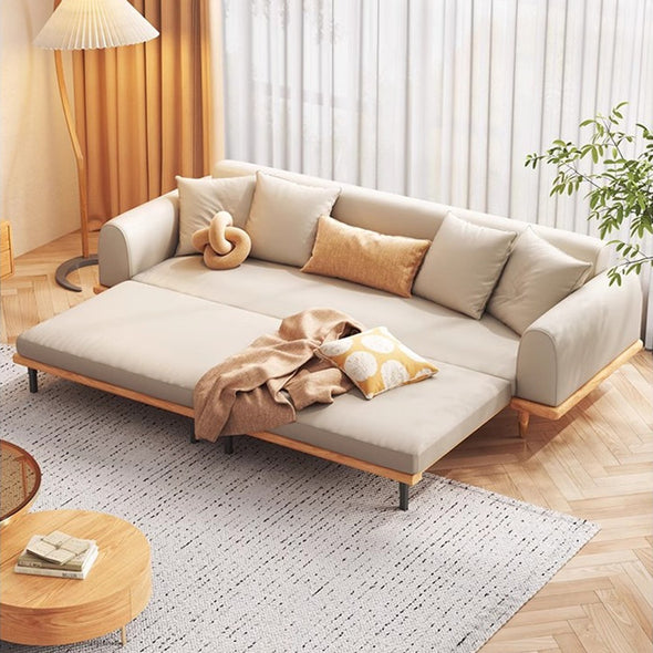 Japandi Minimalism Solid Wood Sofa Bed