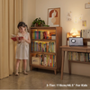 Solid Wood  Bookcase with Tempered Glass Flip-Up Doors