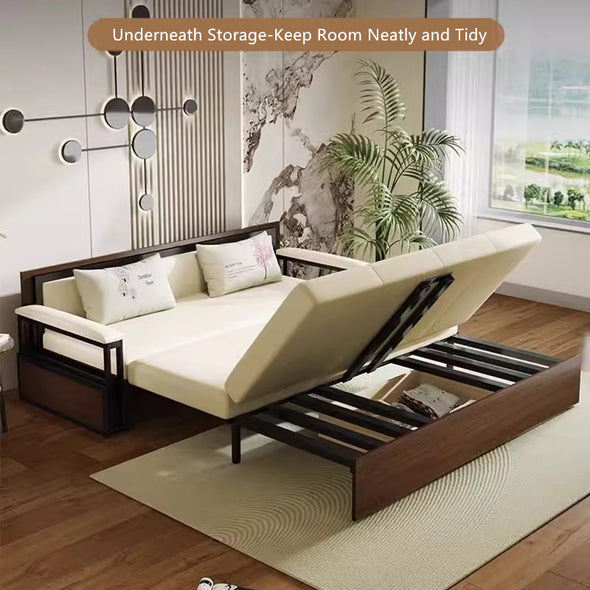 Multifunction Sofa Bed With Foldable Work Desk and Underneath Storage