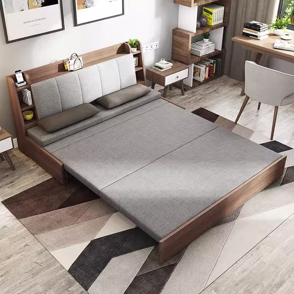 Convertible Sofa Bed with Backrest Storage Rack