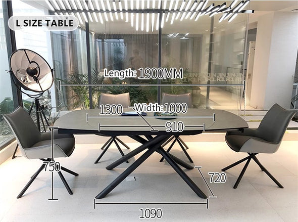 Rotating Extendable Ceramic Top Dining Table