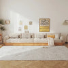 Japandi Solid Wood Frame Corduroy Fabric Sofa With Underneath Storage Drawers