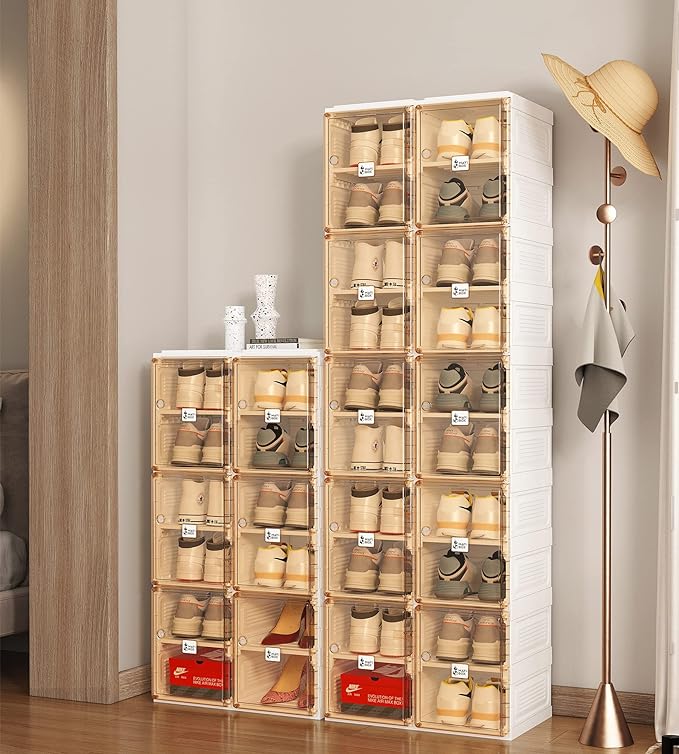 Portable Folding Shoe Storage Glsety Tier Bamboo Shoe Rack