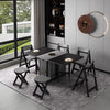 Black Grey Modern Double Drop Leaf Table With Chairs