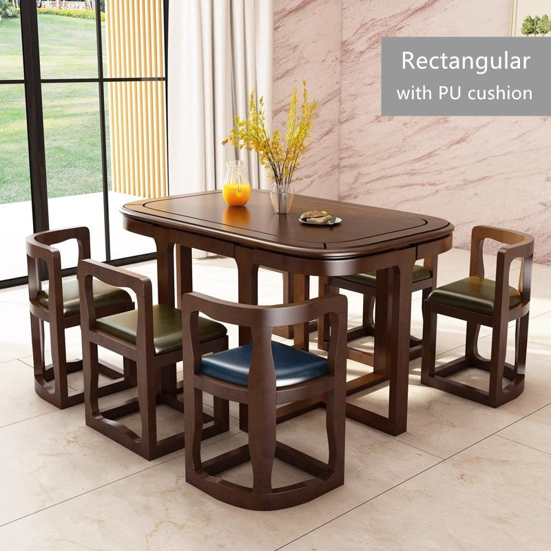 Space Saving Solid Wood Nesting Dining Table and Chairs Set