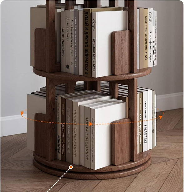 360° Rotating Solid Wood Bookshelf