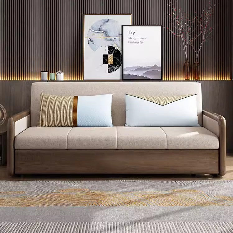 Solid Wood Armrest Sofa Bed With Underneath Storage – SPS FURNTIURE