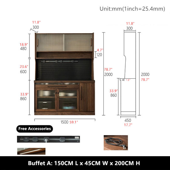 North American Walnut Wood Sideboard Cabinet