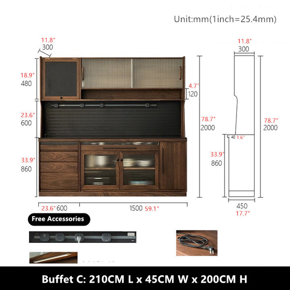 North American Walnut Wood Sideboard Cabinet