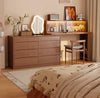 Light Luxury Extendable Vanity Table with 8-Drawer Accent Chest