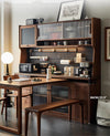 North America Black Walnut Wood Sideboard Cabinet with Rotating Desk