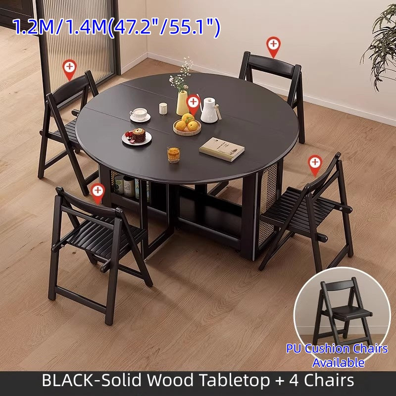 Double Drop Leaf Round Dining Table Set with 4 Folding Chairs – SPS ...