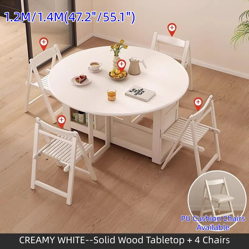 Double Drop Leaf Round Dining Table Set with 4 Folding Chairs – SPS ...