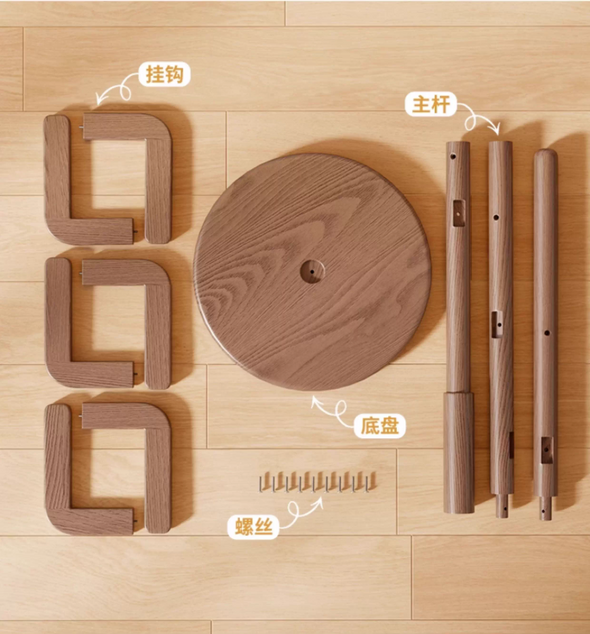 Solid Wood Cactus Coat Rack with Basket and Universal Wheels