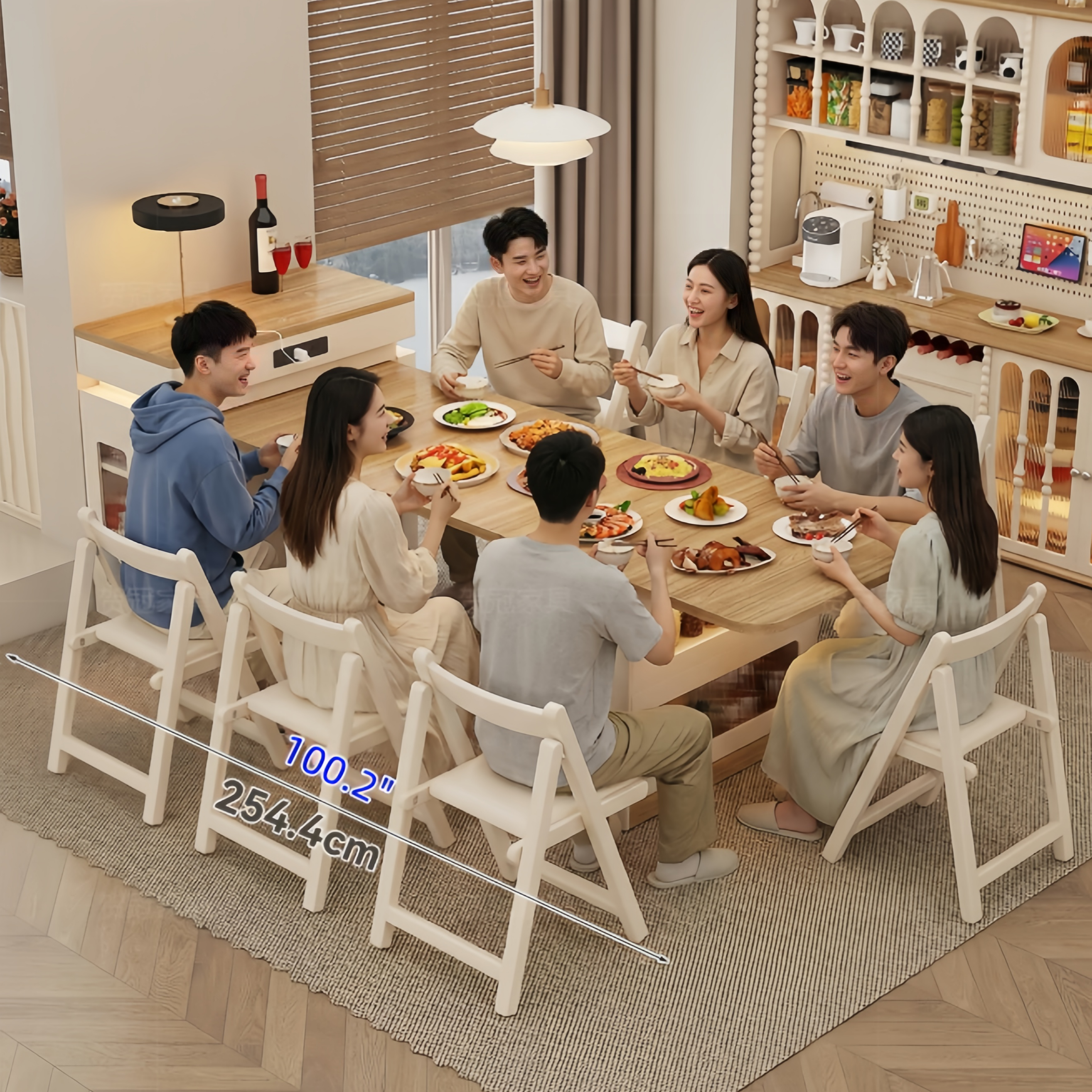 Extendable Solid Wood Kitchen Island Table with 4 Chairs Set – SPS ...