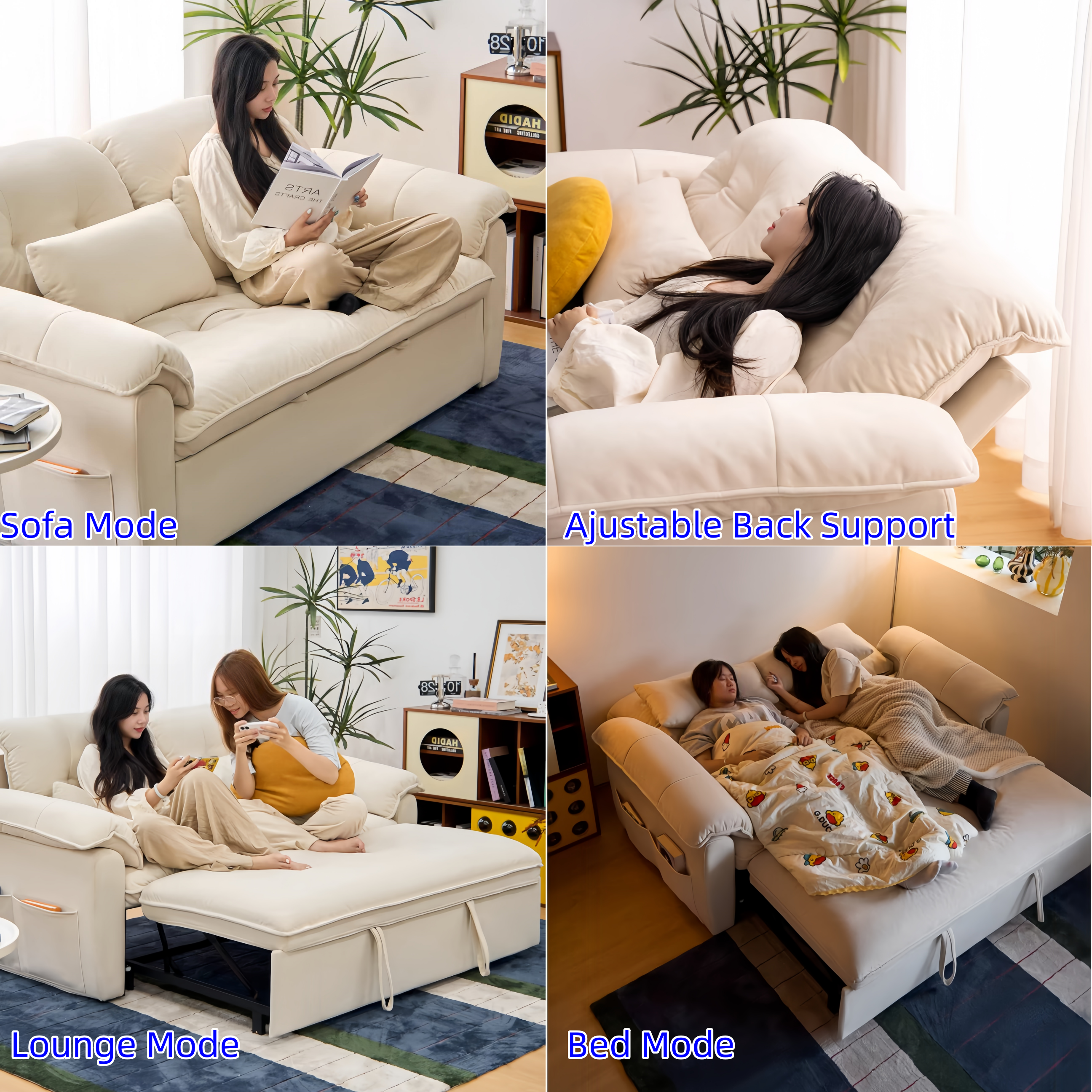 FatCat Microfiber Suede Velvet Convertible Sofa Bed with Side FatCat Microfiber Suede Velvet Convertible Sofa Bed with Side