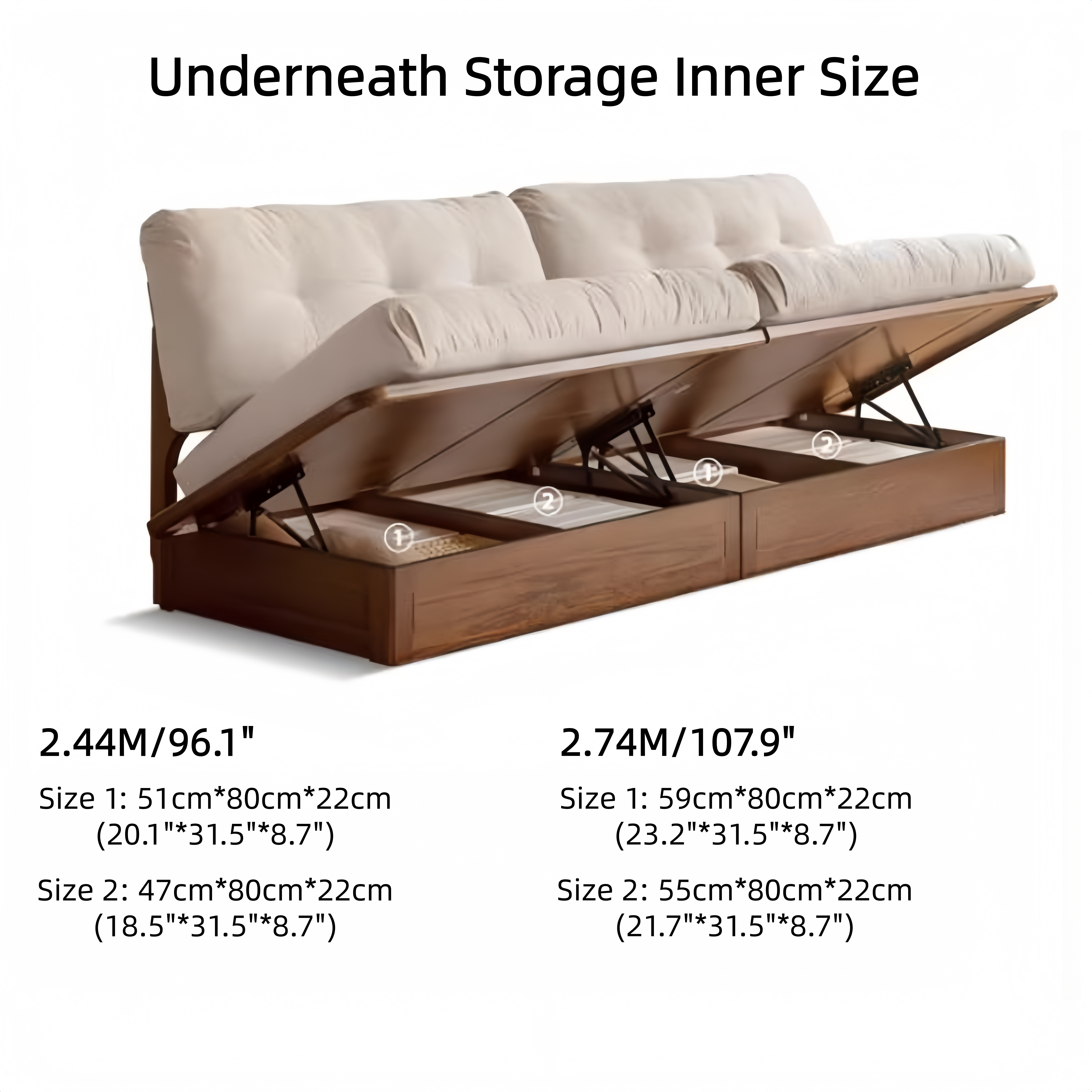 Japandi Solid Oak Wood Frame Sofa with Large Under-Seat Storage Japandi Solid Oak Wood Frame Sofa with Large Under-Seat Storage