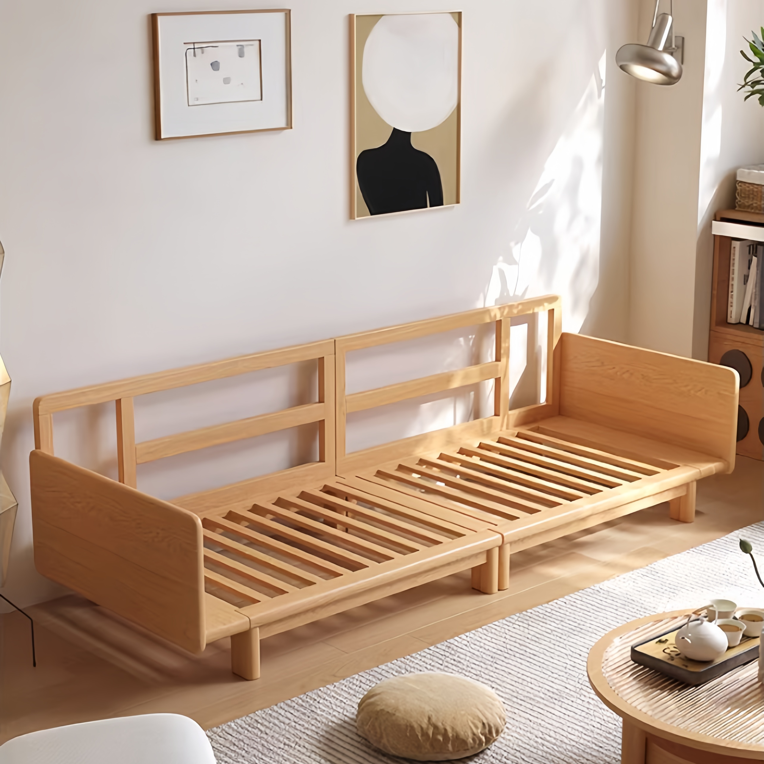 Japandi Solid Wood Frame Corduroy Fabric Sofa Bed – SPS FURNTIURE