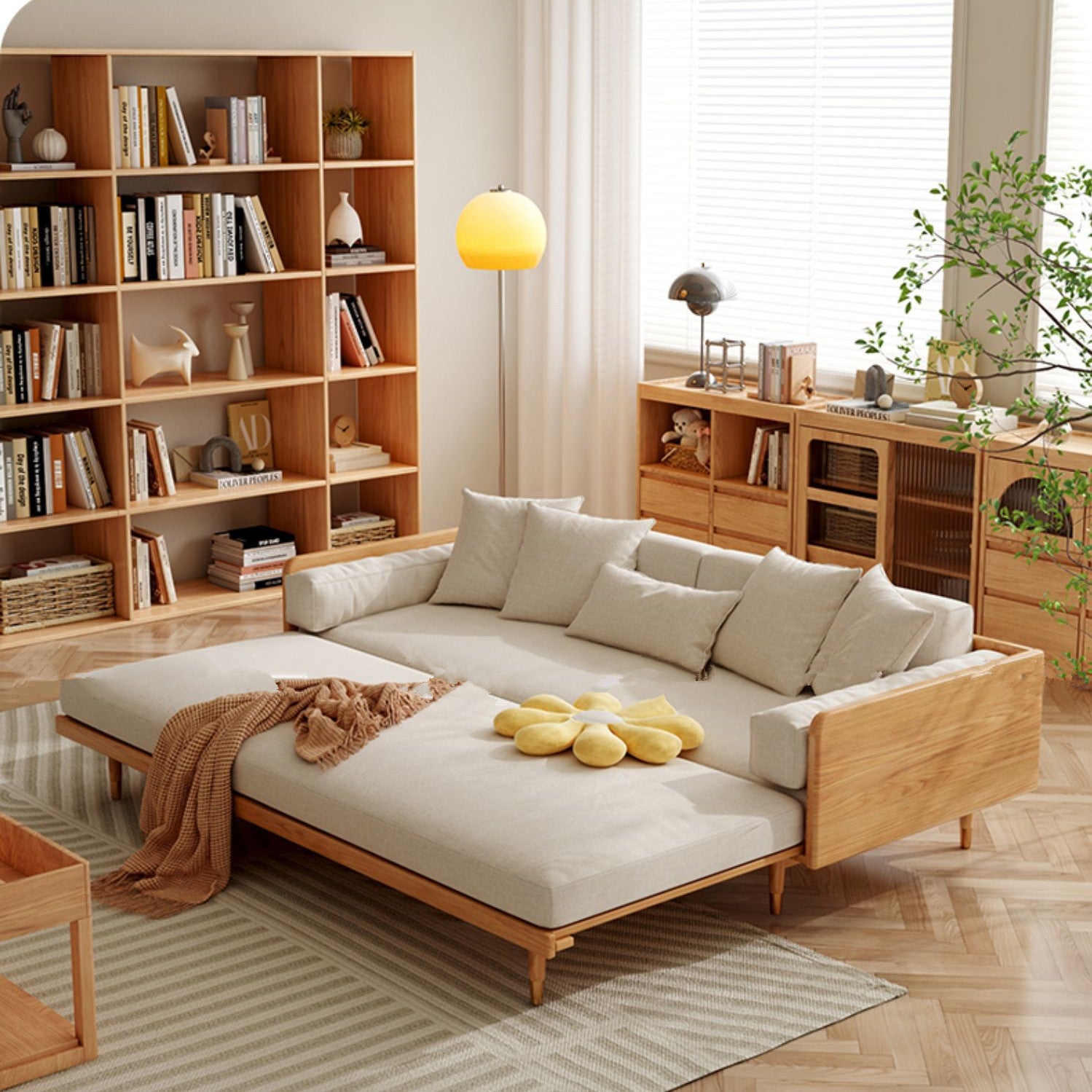 Japandi Solid Wood Frame Sofa Bed – SPS FURNTIURE