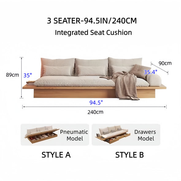 Japandi Solid Wood Sofa with Storage Underneath – SPS FURNTIURE