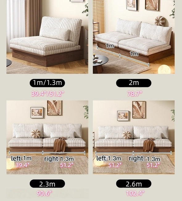 Japandi YUNJIAN Pull Out Solid Wood Frame Sofa Bed
