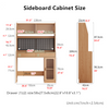Kitchen Hutch Cabinet with Double Drop Leaf Dining Table and 4 Folding Chairs