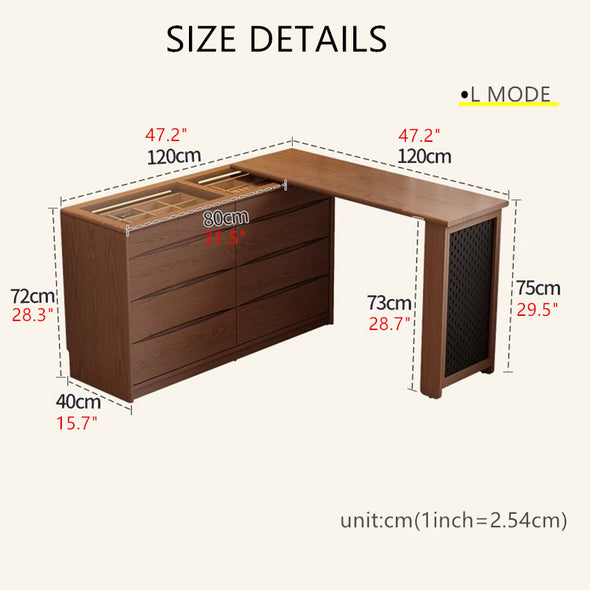 Light Luxury Extendable Vanity Table with 8-Drawer Accent Chest
