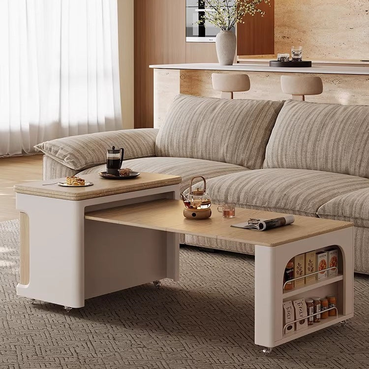 Liftable and Extendable Multifunction Double Tabletop Coffee Table wit ...
