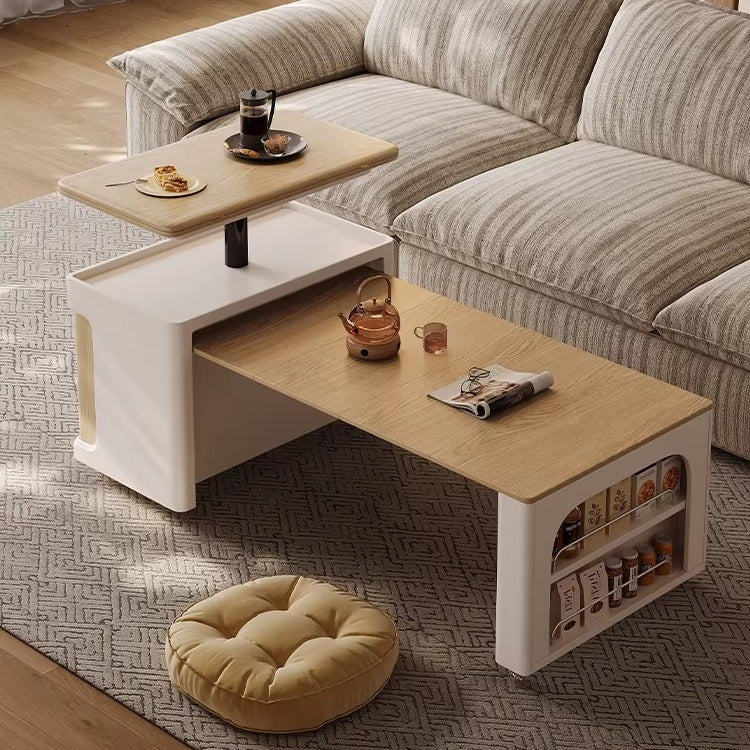 Liftable and Extendable Multifunction Double Tabletop Coffee Table wit ...