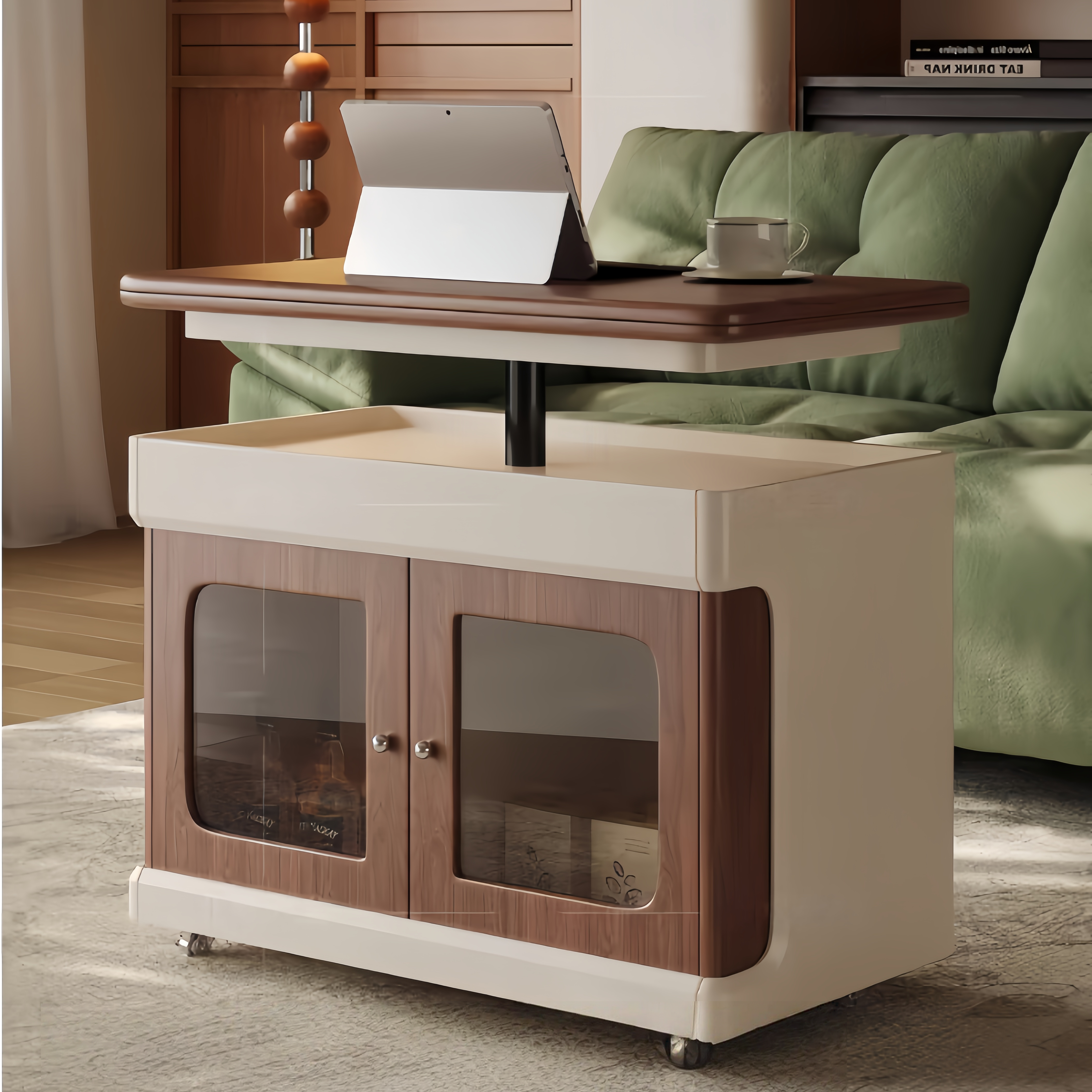 Liftable and Extendable Multifunction Double Tabletop Coffee Table