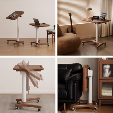 Liftable and Adjustable Solid Wood Laptop Desk with Universal Wheels