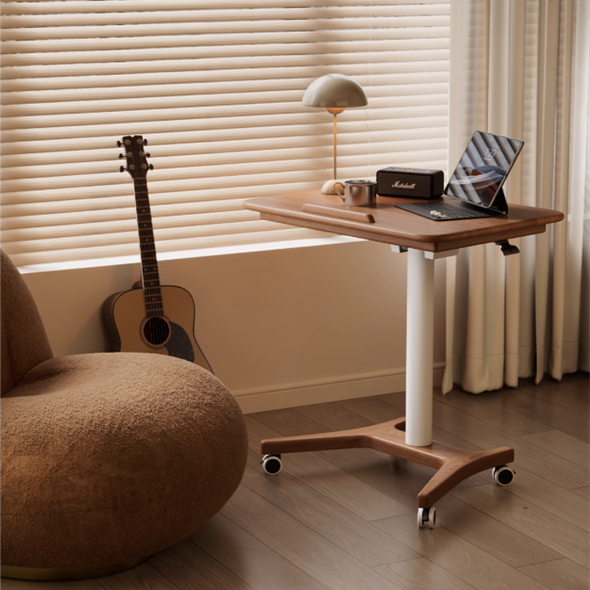 Liftable and Adjustable Solid Wood Laptop Desk with Universal Wheels