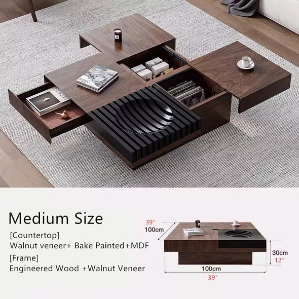 Modern Square Walnut Coffee Table