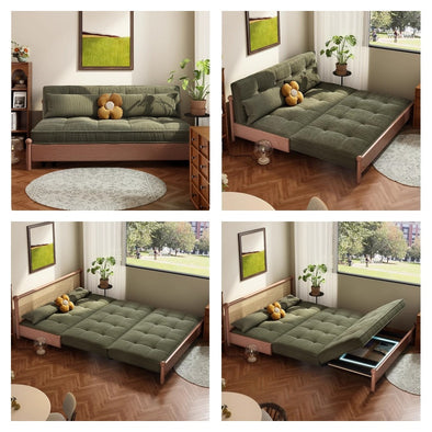 Metal Frame Corduroy Fabric Sofa Bed with Underneath Storage