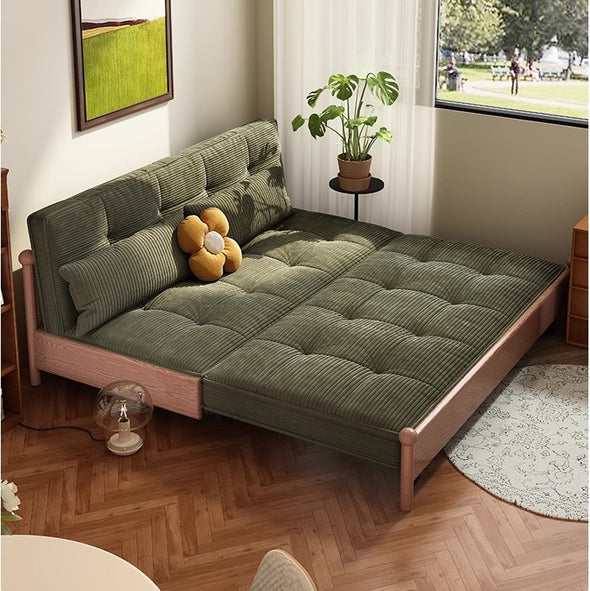 Metal Frame Corduroy Fabric Sofa Bed with Underneath Storage