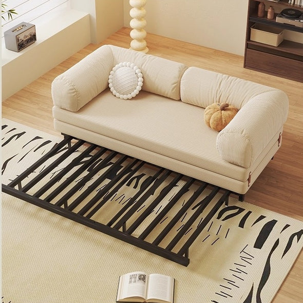 Metal Frame Corduroy Fabric Upholstered Sofa Bed