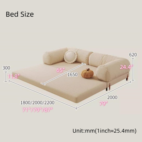 Metal Frame Corduroy Fabric Upholstered Sofa Bed