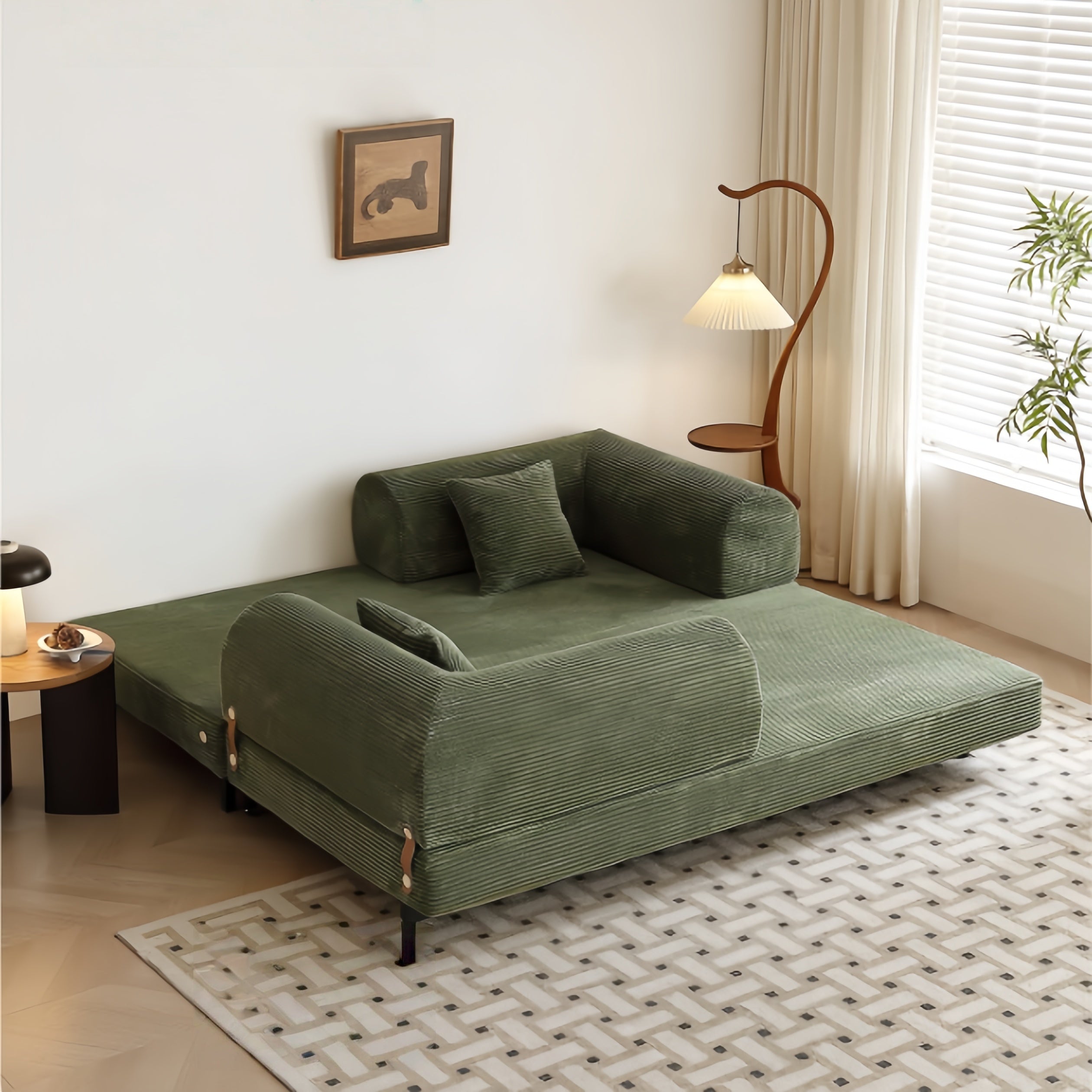 Metal Frame Corduroy Fabric Upholstered Sofa Bed – SPS FURNTIURE