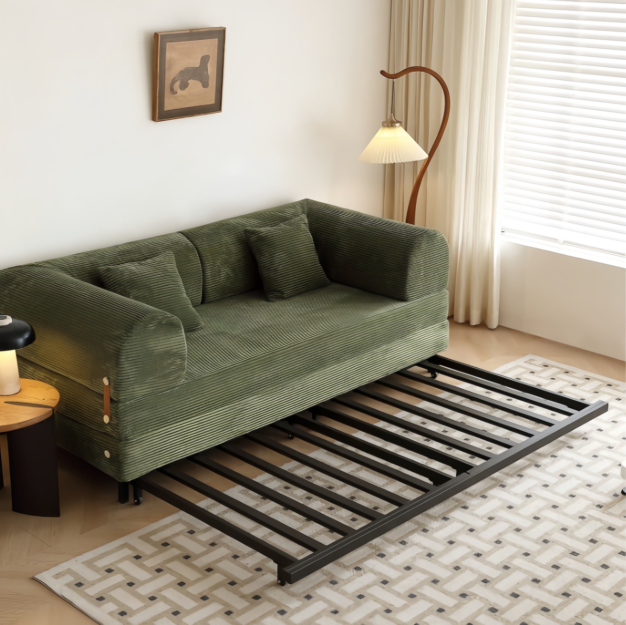 Metal Frame Corduroy Fabric Upholstered Sofa Bed – SPS FURNTIURE