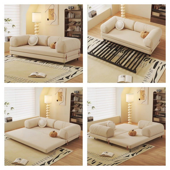 Metal Frame Corduroy Fabric Upholstered Sofa Bed