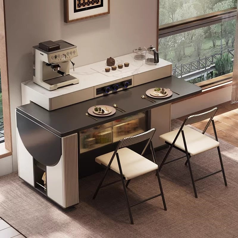 Multifunction Kitchen Island Cabinet with 180° Rotating Table and Semi ...