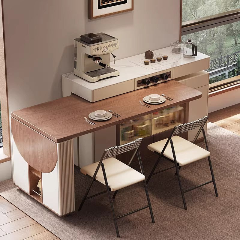 Multifunction Kitchen Island Cabinet with 180° Rotating Table and Semi ...
