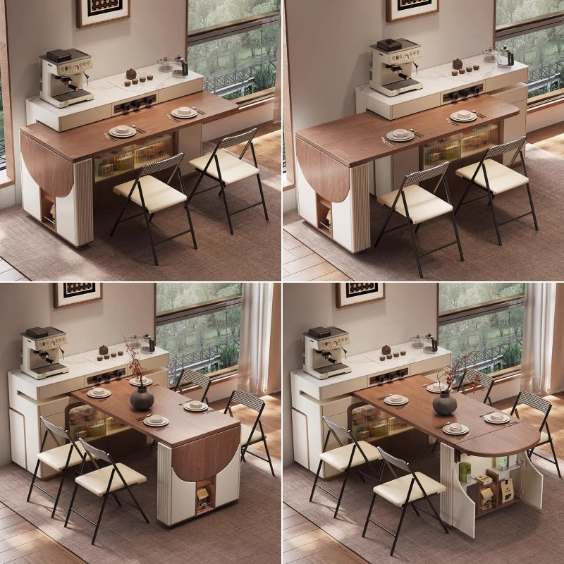 Multifunction Kitchen Island Cabinet with 180° Rotating Table and Semi ...