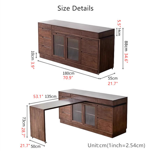 Multipurpose Sideboard Cabinet with Rotating Tabletop