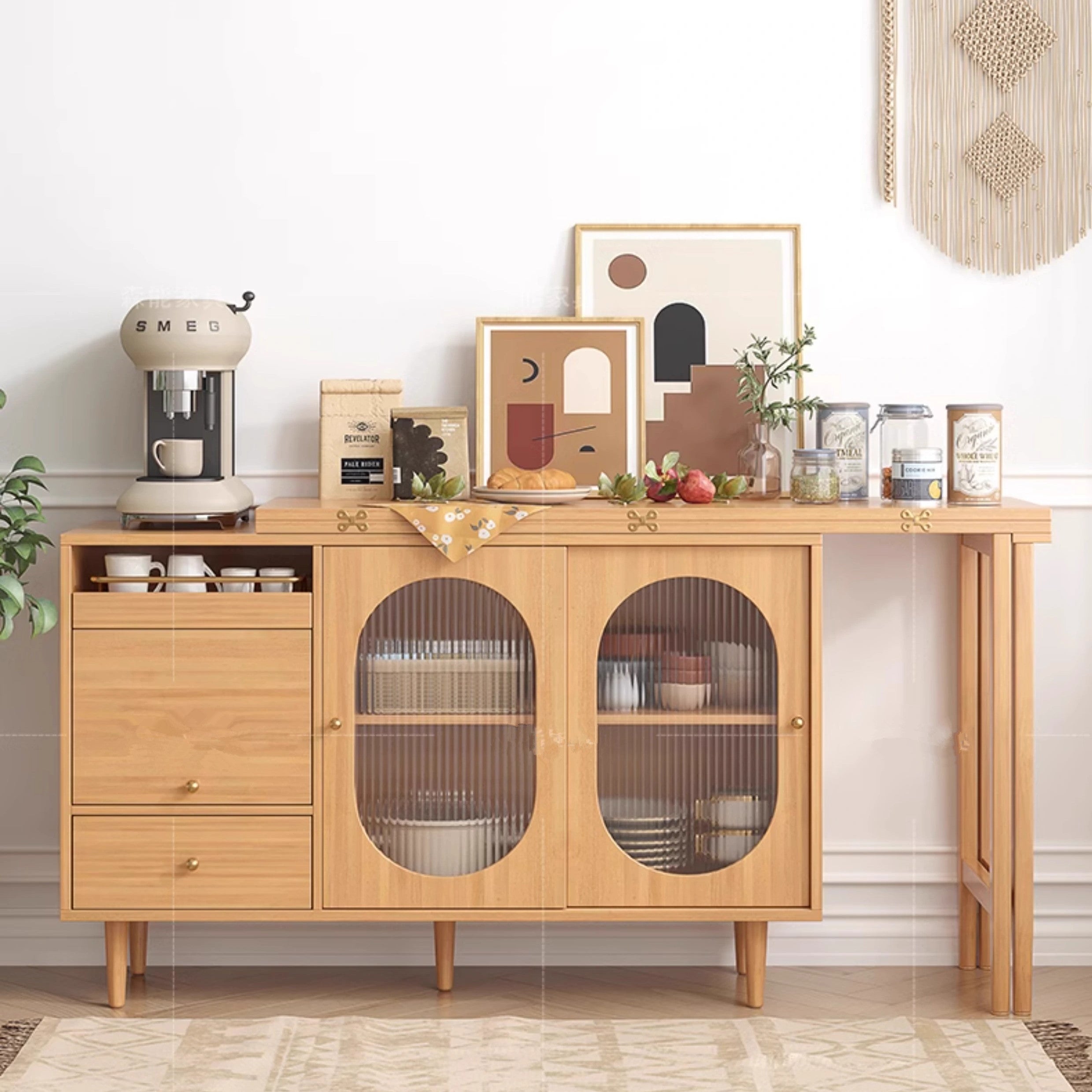Erweiterbarer und klappbarer Esstisch mit Sideboard-Schrank – SPS FURNTIURE