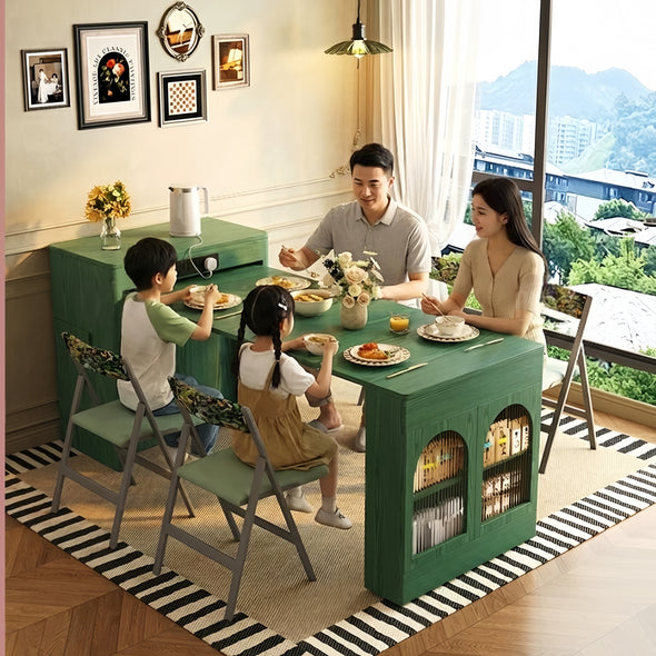 Nordic Retro Kitchen Island Cabinet with Extendable Dining Table – SPS ...