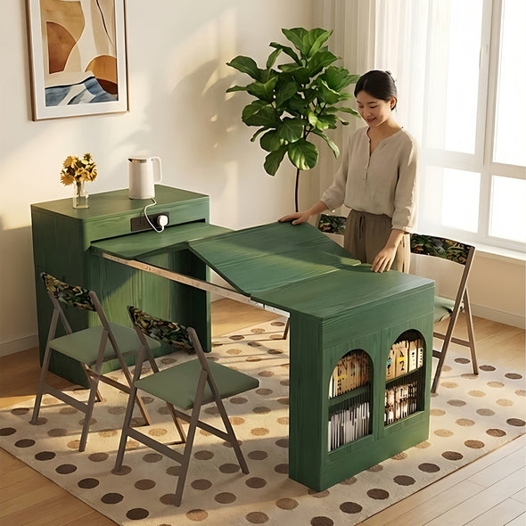 Nordic Retro Kitchen Island Cabinet with Extendable Dining Table – SPS ...