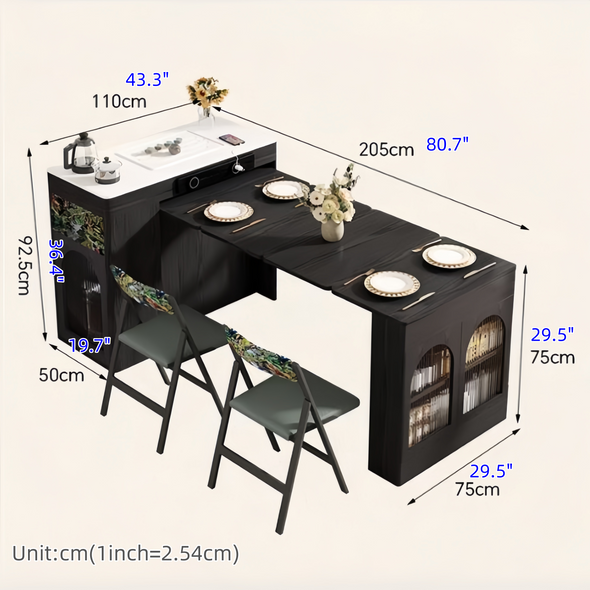 Nordic Retro Kitchen Island Cabinet with Extendable Dining Table – SPS ...